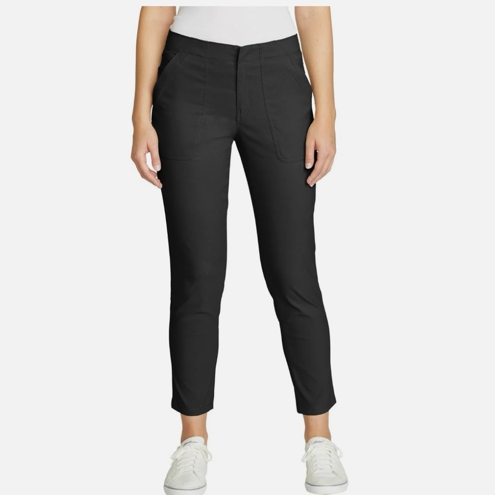 NWT Eddie Bauer  Women’s Black Straight Pants Sz 8 Hiking Outdoor Stretch